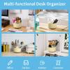 imageMarbrasse Desk Organizer 360Degree Rotating Pen Holder for Desk Desk Organizers and Accessories with 5 Compartments Pencil Organizer Art Supply Storage Box Caddy for Office Home WhiteYellow