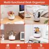imageMarbrasse Desk Organizer 360Degree Rotating Pen Holder for Desk Desk Organizers and Accessories with 5 Compartments Pencil Organizer Art Supply Storage Box Caddy for Office Home WhiteWhiteRed