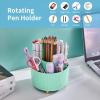 imageMarbrasse Desk Organizer 360Degree Rotating Pen Holder for Desk Desk Organizers and Accessories with 5 Compartments Pencil Organizer Art Supply Storage Box Caddy for Office Home WhiteMint Green