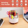 imageMarbrasse Desk Organizer 360Degree Rotating Pen Holder for Desk Desk Organizers and Accessories with 5 Compartments Pencil Organizer Art Supply Storage Box Caddy for Office Home WhiteWhiteRed