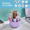 imageMarbrasse Desk Organizer 360Degree Rotating Pen Holder for Desk Desk Organizers and Accessories with 5 Compartments Pencil Organizer Art Supply Storage Box Caddy for Office Home WhitePurple