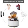 imageMarbrasse Desk Organizer 360Degree Rotating Pen Holder for Desk Desk Organizers and Accessories with 5 Compartments Pencil Organizer Art Supply Storage Box Caddy for Office Home WhiteWhiteGrey