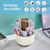 imageMarbrasse Desk Organizer 360Degree Rotating Pen Holder for Desk Desk Organizers and Accessories with 5 Compartments Pencil Organizer Art Supply Storage Box Caddy for Office Home WhiteIvory