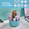imageMarbrasse Desk Organizer 360Degree Rotating Pen Holder for Desk Desk Organizers and Accessories with 5 Compartments Pencil Organizer Art Supply Storage Box Caddy for Office Home WhiteLight Blue