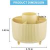 imageMarbrasse Desk Organizer 360Degree Rotating Pen Holder for Desk Desk Organizers and Accessories with 5 Compartments Pencil Organizer Art Supply Storage Box Caddy for Office Home WhiteYellow