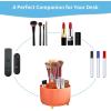 imageMarbrasse Desk Organizer 360Degree Rotating Pen Holder for Desk Desk Organizers and Accessories with 5 Compartments Pencil Organizer Art Supply Storage Box Caddy for Office Home WhiteOrange