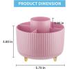 imageMarbrasse Desk Organizer 360Degree Rotating Pen Holder for Desk Desk Organizers and Accessories with 5 Compartments Pencil Organizer Art Supply Storage Box Caddy for Office Home WhitePink