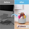 imageMarbrasse Desk Organizer 360Degree Rotating Pen Holder for Desk Desk Organizers and Accessories with 5 Compartments Pencil Organizer Art Supply Storage Box Caddy for Office Home WhiteGrey