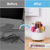 imageMarbrasse Desk Organizer 360Degree Rotating Pen Holder for Desk Desk Organizers and Accessories with 5 Compartments Pencil Organizer Art Supply Storage Box Caddy for Office Home WhiteWhite