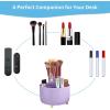 imageMarbrasse Desk Organizer 360Degree Rotating Pen Holder for Desk Desk Organizers and Accessories with 5 Compartments Pencil Organizer Art Supply Storage Box Caddy for Office Home WhitePurple