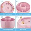 imageMarbrasse Desk Organizer 360Degree Rotating Pen Holder for Desk Desk Organizers and Accessories with 5 Compartments Pencil Organizer Art Supply Storage Box Caddy for Office Home WhitePink