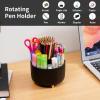 imageMarbrasse Desk Organizer 360Degree Rotating Pen Holder for Desk Desk Organizers and Accessories with 5 Compartments Pencil Organizer Art Supply Storage Box Caddy for Office Home WhiteBlack
