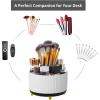 imageMarbrasse Desk Organizer 360Degree Rotating Pen Holder for Desk Desk Organizers and Accessories with 5 Compartments Pencil Organizer Art Supply Storage Box Caddy for Office Home WhiteWhiteBlack