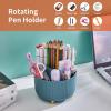 imageMarbrasse Desk Organizer 360Degree Rotating Pen Holder for Desk Desk Organizers and Accessories with 5 Compartments Pencil Organizer Art Supply Storage Box Caddy for Office Home WhiteDark Green