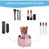 imageMarbrasse Desk Organizer 360Degree Rotating Pen Holder for Desk Desk Organizers and Accessories with 5 Compartments Pencil Organizer Art Supply Storage Box Caddy for Office Home WhitePink