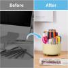 imageMarbrasse Desk Organizer 360Degree Rotating Pen Holder for Desk Desk Organizers and Accessories with 5 Compartments Pencil Organizer Art Supply Storage Box Caddy for Office Home WhiteYellow