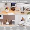 imageMarbrasse Desk Organizer 360Degree Rotating Pen Holder for Desk Desk Organizers and Accessories with 5 Compartments Pencil Organizer Art Supply Storage Box Caddy for Office Home WhiteWhiteGrey