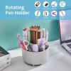 imageMarbrasse Desk Organizer 360Degree Rotating Pen Holder for Desk Desk Organizers and Accessories with 5 Compartments Pencil Organizer Art Supply Storage Box Caddy for Office Home WhiteGrey