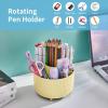 imageMarbrasse Desk Organizer 360Degree Rotating Pen Holder for Desk Desk Organizers and Accessories with 5 Compartments Pencil Organizer Art Supply Storage Box Caddy for Office Home WhiteYellow