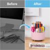 imageMarbrasse Desk Organizer 360Degree Rotating Pen Holder for Desk Desk Organizers and Accessories with 5 Compartments Pencil Organizer Art Supply Storage Box Caddy for Office Home WhitePink