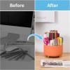 imageMarbrasse Desk Organizer 360Degree Rotating Pen Holder for Desk Desk Organizers and Accessories with 5 Compartments Pencil Organizer Art Supply Storage Box Caddy for Office Home WhiteOrange
