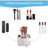 imageMarbrasse Desk Organizer 360Degree Rotating Pen Holder for Desk Desk Organizers and Accessories with 5 Compartments Pencil Organizer Art Supply Storage Box Caddy for Office Home WhiteWhite