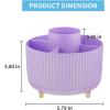 imageMarbrasse Desk Organizer 360Degree Rotating Pen Holder for Desk Desk Organizers and Accessories with 5 Compartments Pencil Organizer Art Supply Storage Box Caddy for Office Home WhitePurple