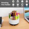 imageMarbrasse Desk Organizer 360Degree Rotating Pen Holder for Desk Desk Organizers and Accessories with 5 Compartments Pencil Organizer Art Supply Storage Box Caddy for Office Home WhiteWhiteBlack