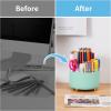 imageMarbrasse Desk Organizer 360Degree Rotating Pen Holder for Desk Desk Organizers and Accessories with 5 Compartments Pencil Organizer Art Supply Storage Box Caddy for Office Home WhiteMint Green