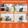 imageMarbrasse Desk Organizer 360Degree Rotating Pen Holder for Desk Desk Organizers and Accessories with 5 Compartments Pencil Organizer Art Supply Storage Box Caddy for Office Home WhiteDark Green