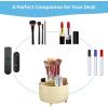 imageMarbrasse Desk Organizer 360Degree Rotating Pen Holder for Desk Desk Organizers and Accessories with 5 Compartments Pencil Organizer Art Supply Storage Box Caddy for Office Home WhiteYellow