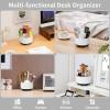 imageMarbrasse Desk Organizer 360Degree Rotating Pen Holder for Desk Desk Organizers and Accessories with 5 Compartments Pencil Organizer Art Supply Storage Box Caddy for Office Home WhiteWhiteBlack