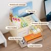 imageMarbrasse Desk Organizer with 3 Drawer MultiFunctional Pencil Pen Holder for Desk Desk Organizers and Accessories with 4 Compartments Desktop Organizer Storage for Office Home Art Supplies WhiteBeige