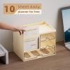 imageMarbrasse Desk Organizer with 3 Drawer MultiFunctional Pencil Pen Holder for Desk Desk Organizers and Accessories with 4 Compartments Desktop Organizer Storage for Office Home Art Supplies WhiteBeige