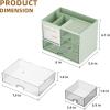 imageMarbrasse Desk Organizer with 3 Drawer MultiFunctional Pencil Pen Holder for Desk Desk Organizers and Accessories with 4 Compartments Desktop Organizer Storage for Office Home Art Supplies WhiteGreen