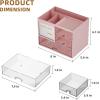 imageMarbrasse Desk Organizer with 3 Drawer MultiFunctional Pencil Pen Holder for Desk Desk Organizers and Accessories with 4 Compartments Desktop Organizer Storage for Office Home Art Supplies WhitePink