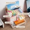imageMarbrasse Desk Organizer with 3 Drawer MultiFunctional Pencil Pen Holder for Desk Desk Organizers and Accessories with 4 Compartments Desktop Organizer Storage for Office Home Art Supplies WhitePink