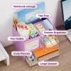 imageMarbrasse Desk Organizer with 3 Drawer MultiFunctional Pencil Pen Holder for Desk Desk Organizers and Accessories with 4 Compartments Desktop Organizer Storage for Office Home Art Supplies WhitePurple