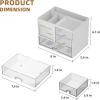 imageMarbrasse Desk Organizer with 3 Drawer MultiFunctional Pencil Pen Holder for Desk Desk Organizers and Accessories with 4 Compartments Desktop Organizer Storage for Office Home Art Supplies WhiteWhite