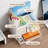 imageMarbrasse Desk Organizer with 3 Drawer MultiFunctional Pencil Pen Holder for Desk Desk Organizers and Accessories with 4 Compartments Desktop Organizer Storage for Office Home Art Supplies WhiteWhite