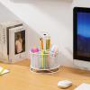 imageMarbrasse Mesh Desk Organizer 360Degree Rotating MultiFunctional Pen Holder 4 Compartments Desktop Stationary Organizer Home Office Art Supply Storage Box Caddy BlackWhite