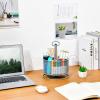 imageMarbrasse Mesh Desk Organizer 360Degree Rotating MultiFunctional Pen Holder 4 Compartments Desktop Stationary Organizer Home Office Art Supply Storage Box Caddy BlackSilver