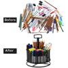 imageMarbrasse Mesh Desk Organizer 360Degree Rotating MultiFunctional Pen Holder 4 Compartments Desktop Stationary Organizer Home Office Art Supply Storage Box Caddy BlackBlack