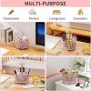 imageMarbrasse Mesh Desk Organizer 360Degree Rotating MultiFunctional Pen Holder 4 Compartments Desktop Stationary Organizer Home Office Art Supply Storage Box Caddy BlackPink