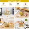 imageMarbrasse Mesh Desk Organizer 360Degree Rotating MultiFunctional Pen Holder 4 Compartments Desktop Stationary Organizer Home Office Art Supply Storage Box Caddy BlackGold