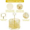 imageMarbrasse Mesh Desk Organizer 360Degree Rotating MultiFunctional Pen Holder 4 Compartments Desktop Stationary Organizer Home Office Art Supply Storage Box Caddy BlackGold