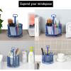 imageMarbrasse Mesh Desk Organizer 360Degree Rotating MultiFunctional Pen Holder 4 Compartments Desktop Stationary Organizer Home Office Art Supply Storage Box Caddy BlackBlue