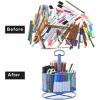 imageMarbrasse Mesh Desk Organizer 360Degree Rotating MultiFunctional Pen Holder 4 Compartments Desktop Stationary Organizer Home Office Art Supply Storage Box Caddy BlackBlue