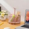 imageMarbrasse Mesh Desk Organizer 360Degree Rotating MultiFunctional Pen Holder 4 Compartments Desktop Stationary Organizer Home Office Art Supply Storage Box Caddy BlackPink