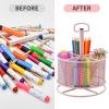 imageMarbrasse Mesh Desk Organizer 360Degree Rotating MultiFunctional Pen Holder 4 Compartments Desktop Stationary Organizer Home Office Art Supply Storage Box Caddy BlackPink